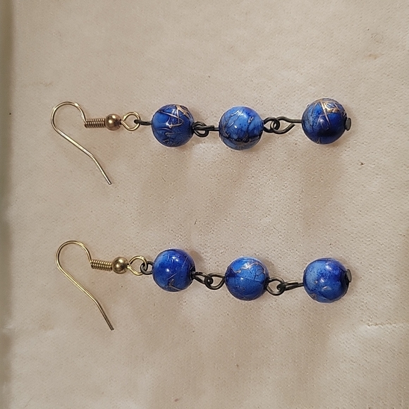 Blue Beaded Earrings - Picture 1 of 5